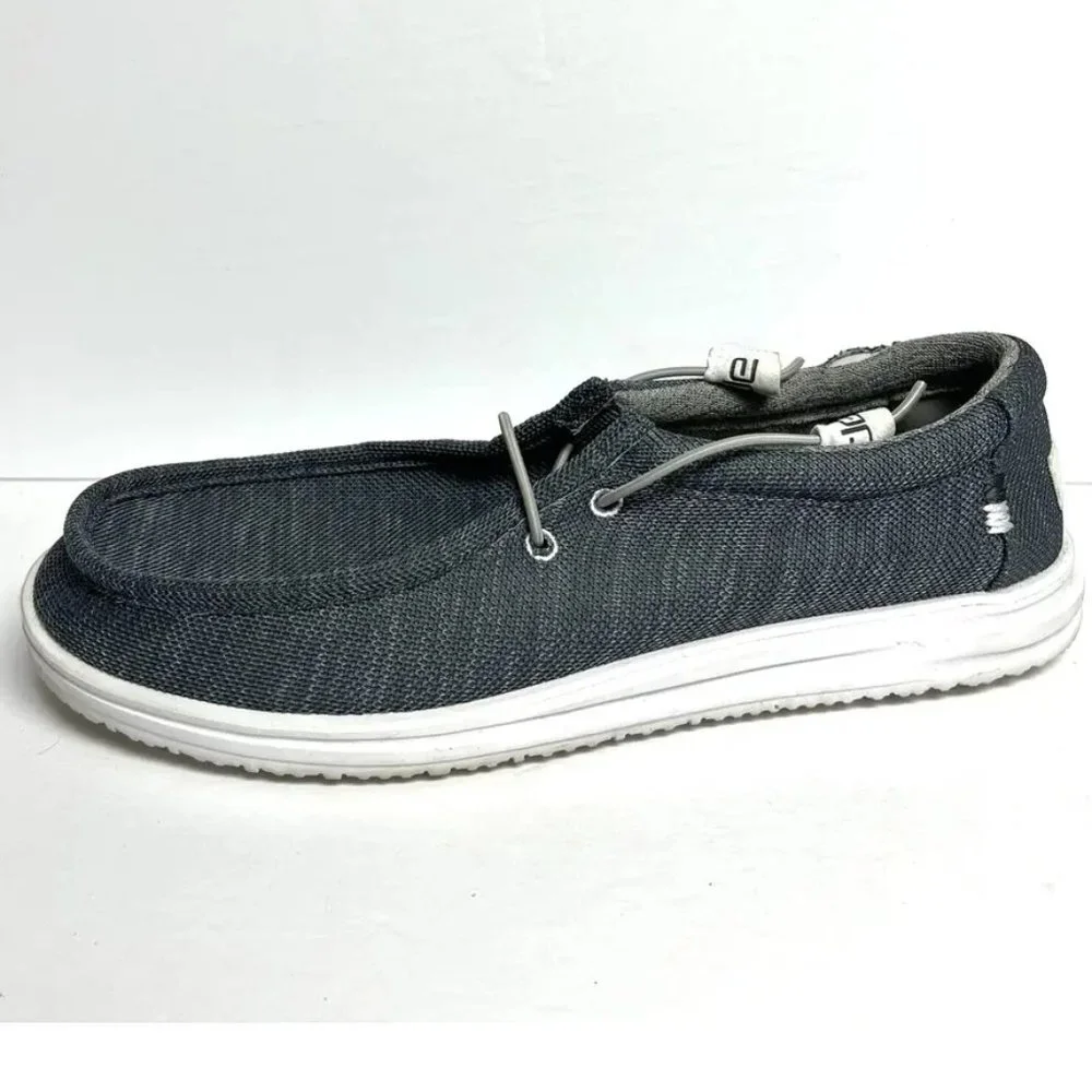 Hey Dude Men's Slip-On Loafer in Charcoal Gray with White Sole